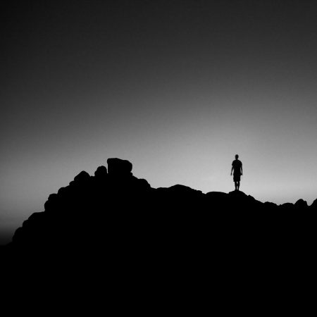 A simple black and white image - Lone Man No 7 - Bandon Beach